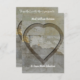 Stone wall heart wedding invitation
