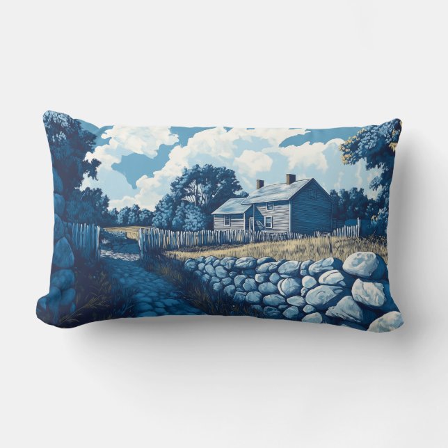Stone Wall in Connecticut Throw Pillow (Front)