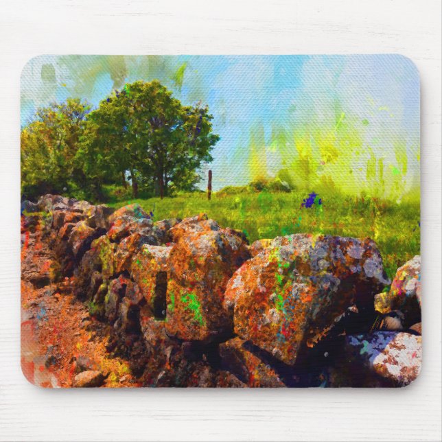 Stone Wall In Summer, Galway, Ireland, Mouse Mat (Front)