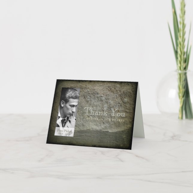 Stone wall Photo Frame Sympathy Thank You N card (Front)