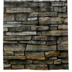 Stone wall shower curtain
