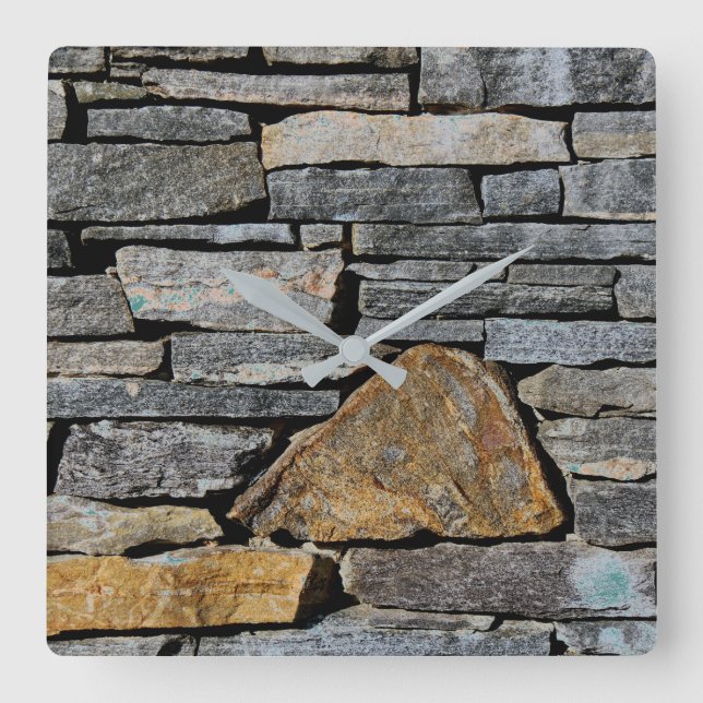 Stone Wall Square Wall Clock (Front)