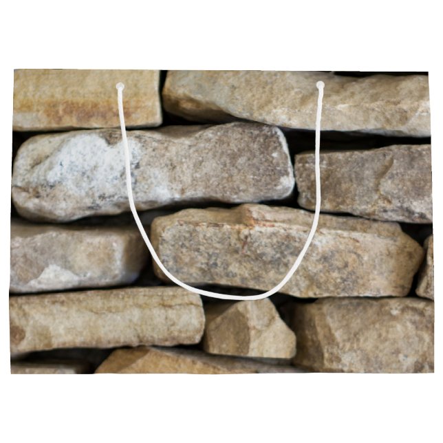 Stone Wall Stacked Rocks  Large Gift Bag (Back)