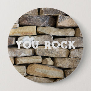 Stone Wall Stacked Rocks You Rock Custom Text 10 Cm Round Badge