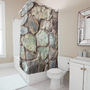 Stone wall texture shower curtain