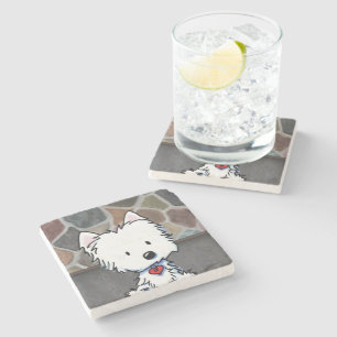 Stone Wall Westie Stone Coaster