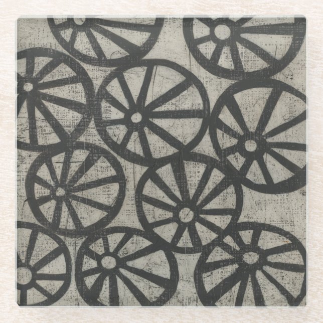 Stone - Wheels Glass Coaster (Front)