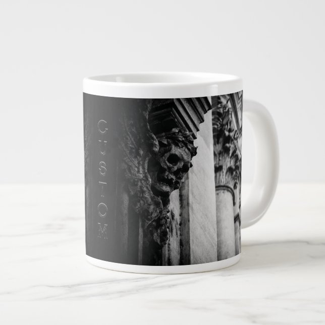 Stone Wings Skull Large Coffee Mug (Front Right)