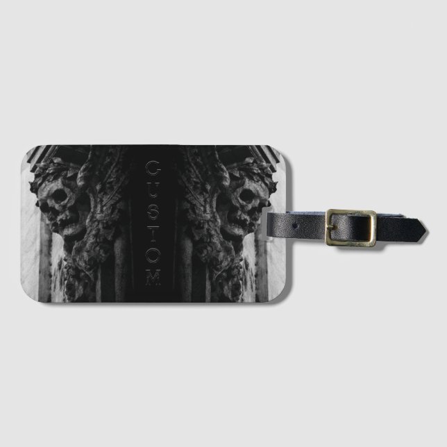 Stone Wings Skull Luggage Tag (Front Horizontal)