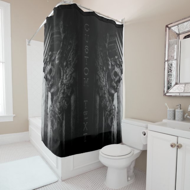Stone Wings Skull Shower Curtain (In Situ)
