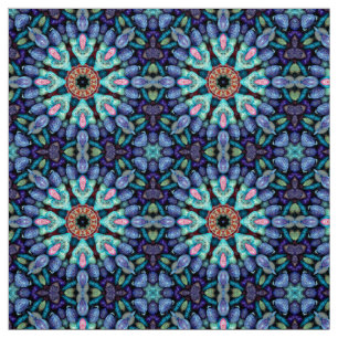 Stone Wonder Vintage Blue Fractal Kaleidoscope Fabric