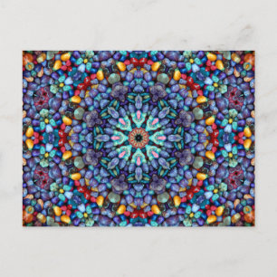 Stone Wonder Vintage Blue Fractal Kaleidoscope Postcard