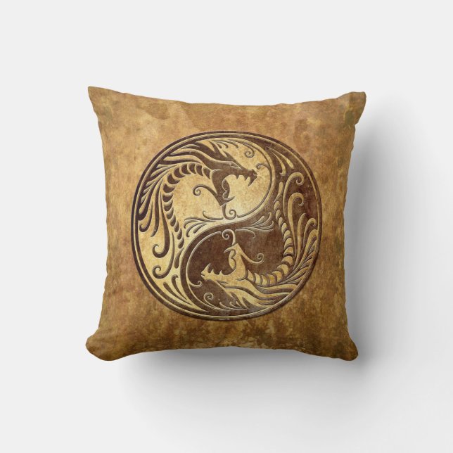 Stone Yin Yang Dragons Cushion (Front)