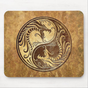 Stone Yin Yang Dragons Mouse Mat