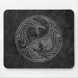 Stone Yin Yang Dragons Mouse Mat