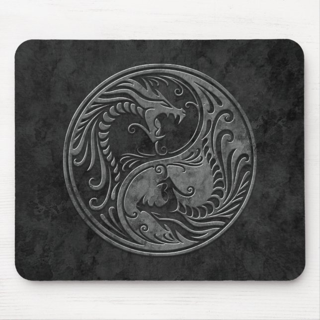 Stone Yin Yang Dragons Mouse Mat (Front)