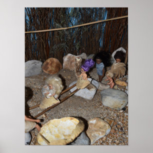 Stoneage kids playing. poster