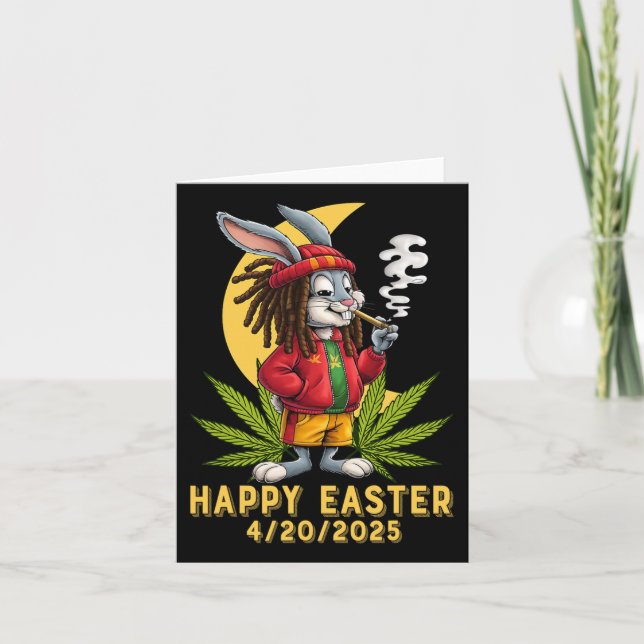 Stoned Easter Bunny With Joint Easter 2  Card (Front)