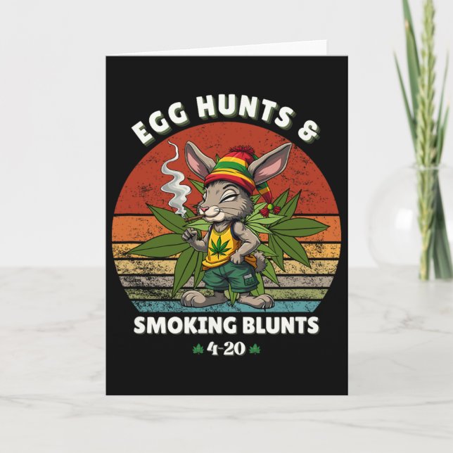 Stoned Easter Bunny With Joint Easter Day 1  Card (Front)