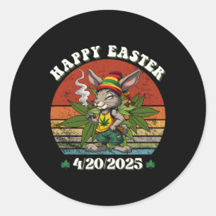 Stoned Easter Bunny With Joint Easter Day 4 Classic Round Sticker