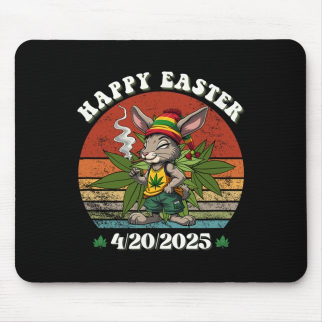 Stoned Easter Bunny With Joint Easter Day 4  Mouse Mat (Front)
