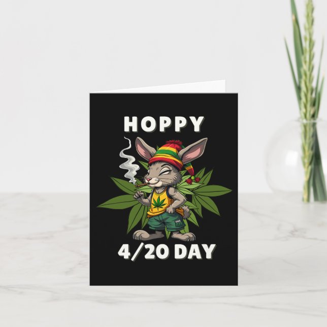 Stoned Easter Bunny With Joint Easter Day  Card (Front)