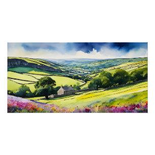 “Stonedale” Wide Landscape Yorkshire Dales Scene Poster