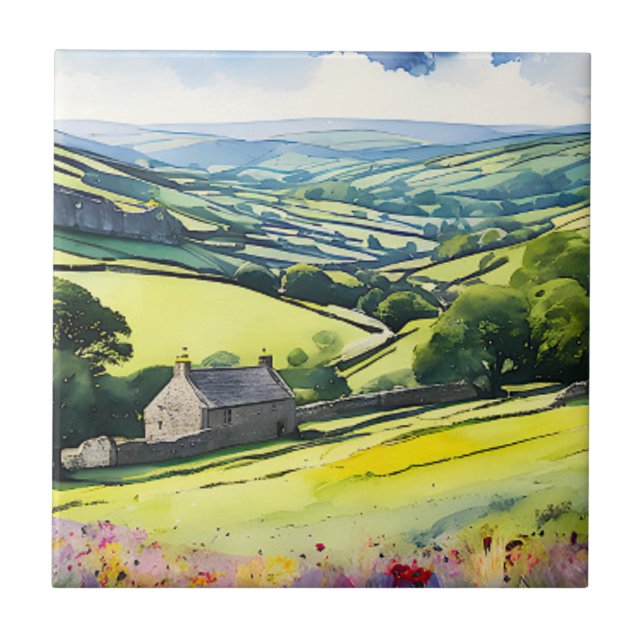 “Stonedale” Wide Landscape Yorkshire Dales Scene Tile (Front)