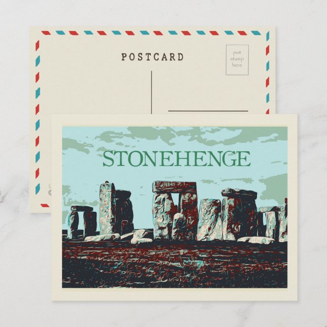 Stonehenge, England illustration Great Britain UK  Postcard (Front/Back)