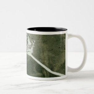 Stonehenge from the air Two-Tone coffee mug
