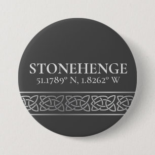 Stonehenge Latitude Longitude Dark 7.5 Cm Round Badge