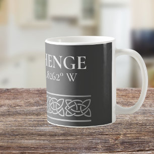 Stonehenge Latitude  Longitude Dark  Coffee Mug