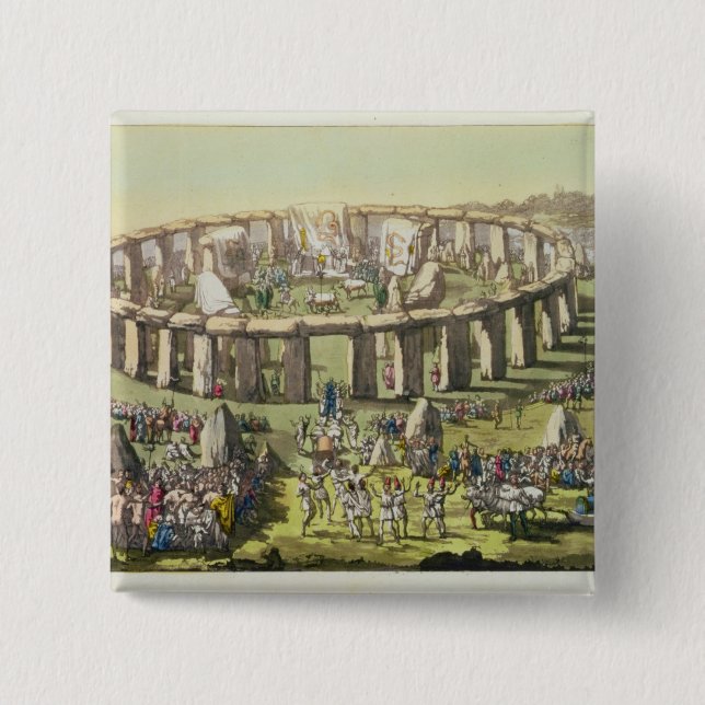 Stonehenge, or a Circular Temple of the Druids, pl 15 Cm Square Badge (Front)