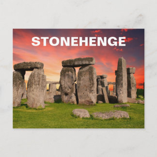 Stonehenge - Red Sunset Sky Postcard