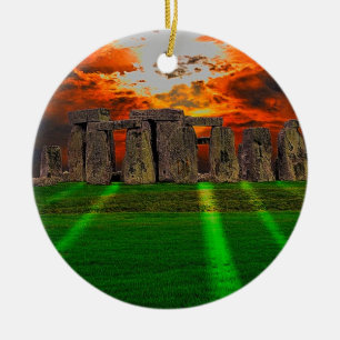 Stonehenge Standing Stones at Sunset Ceramic Tree Decoration