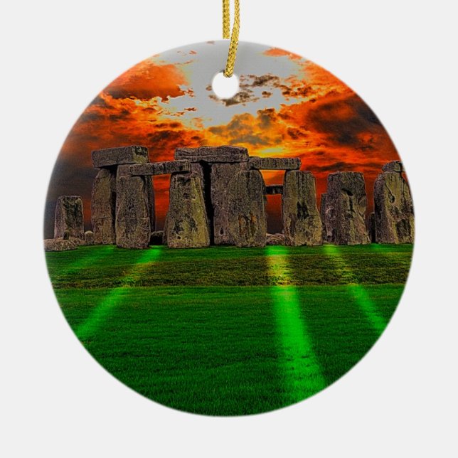 Stonehenge Standing Stones at Sunset Ceramic Tree Decoration (Front)