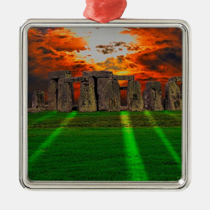 Stonehenge Standing Stones at Sunset Metal Tree Decoration