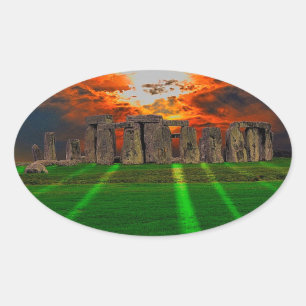 Stonehenge Standing Stones at Sunset Oval Sticker