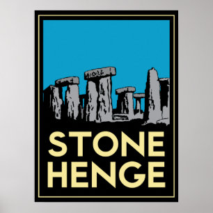 stonehenge stone henge art deco retro poster