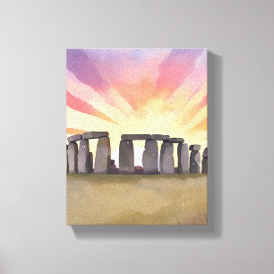 Stonehenge Wiltshire England Historic Watercolor Canvas Print
