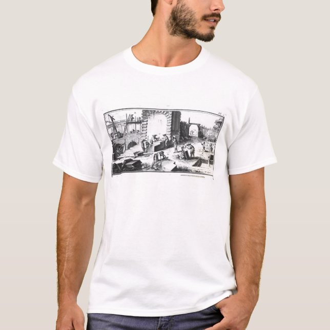 Stonemasons at work, engraved by Lucotte T-Shirt (Front)