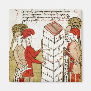 Stonemasons, from 'Traite d'Arpentage' Magnet