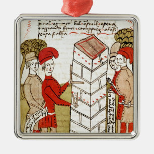 Stonemasons, from 'Traite d'Arpentage' Metal Tree Decoration