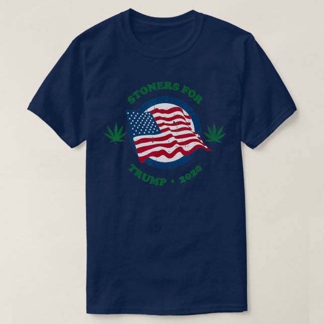 Stoners For Trump 2020 Weed American Flag Republic T-Shirt (Design Front)
