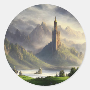 Stones Castles   Mediaeval Landscape Classic Round Sticker