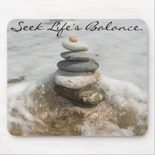 stones for meditation, Seek Life's Balance. Mouse Mat