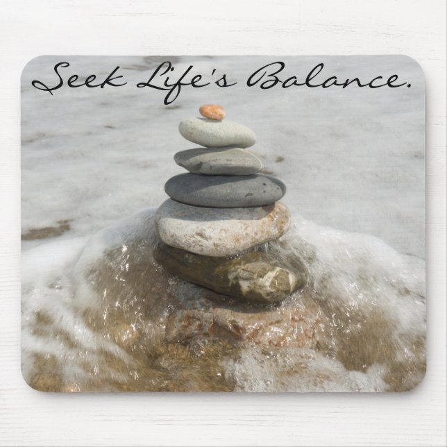 stones for meditation, Seek Life's Balance. Mouse Mat (Front)