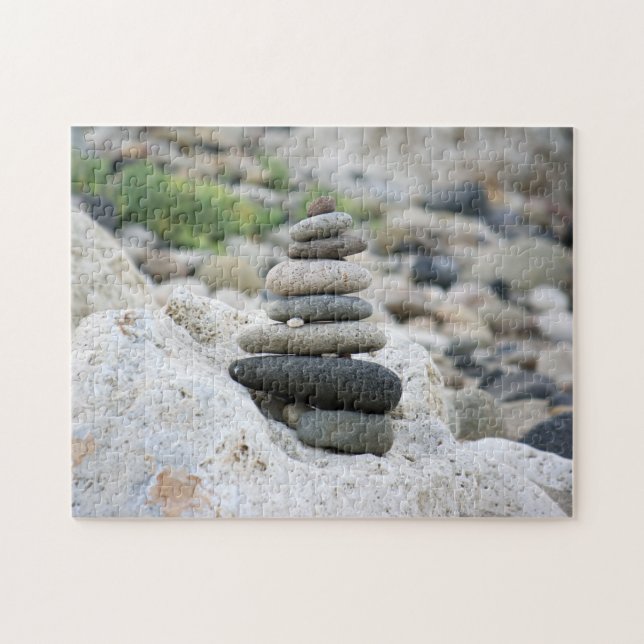 Stones zen in the beach of Almeria Jigsaw Puzzle (Horizontal)