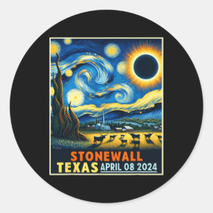 Stonewall Texas Total Solar Eclipse 2024 Starry Ni Classic Round Sticker