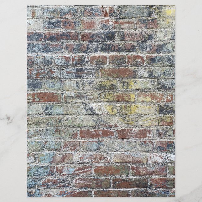 Stonewashed Brick Wall Background Scrapbook Paper (Front)